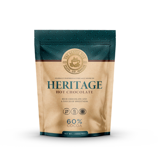 Heritage Hot Chocolate pouch - a rich, classic cocoa with deep chocolate and vanilla notes.