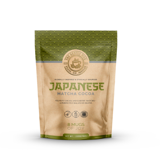 Japanese Matcha Cocoa pouch - a green tea and cocoa fusion for calm and balance.