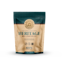 Heritage Hot Chocolate pouch - a rich, classic cocoa with deep chocolate and vanilla notes.