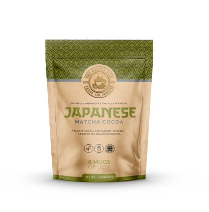 Japanese Matcha Cocoa pouch - a green tea and cocoa fusion for calm and balance.
