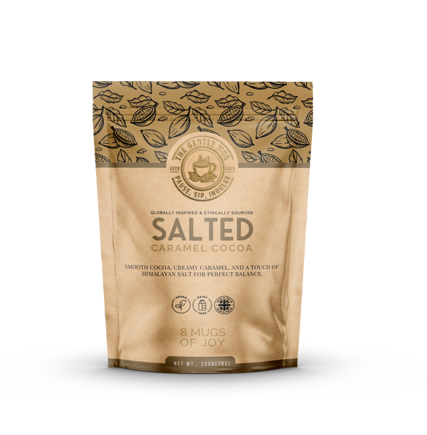 Salted Caramel Cocoa pouch by The Gentle Mug - indulgent, golden, and soft on the senses.
