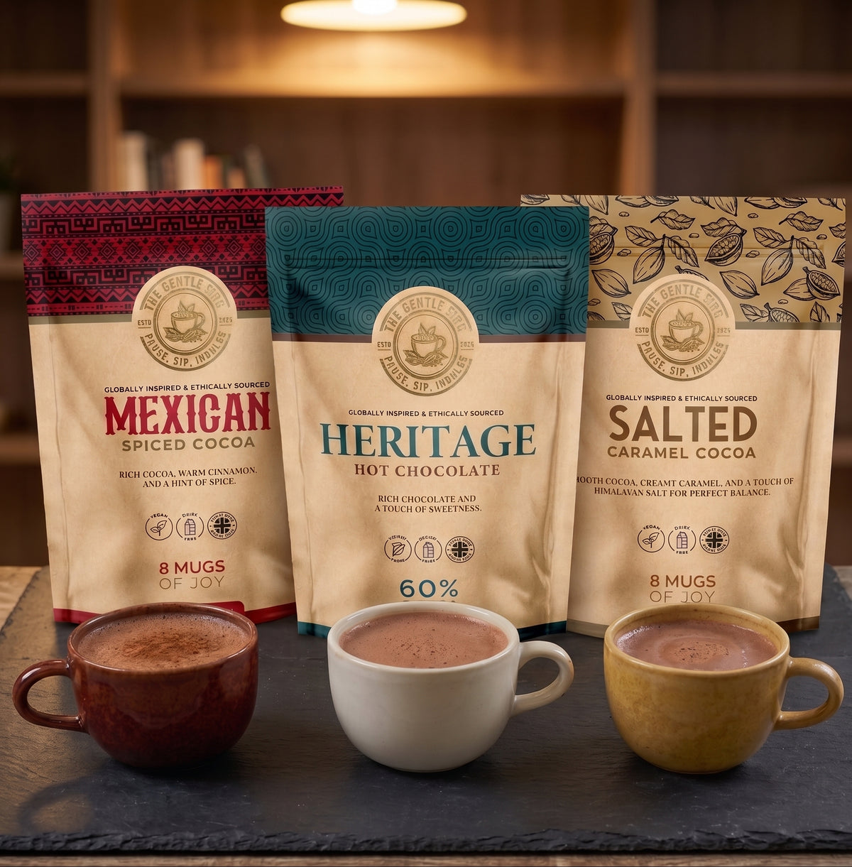 The Signature Trio of drinking chocolate pouches
